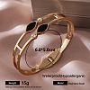 304 Stainless Steel Black Enamel Hinged Cuff Bangles with Crystal Rhinestone for Women YK2931-2-1