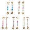 5 Pairs 5 Colors Golden 304 Stainless Steel Heart Dangle Stud Earrings EJEW-JE05538-S-1