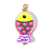 304 Stainless Steel with Glass Pendants GL-OY001-04G-03-1