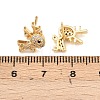 Brass Micro Pave Clear Cubic Zirconia Deer Stud Earrings EJEW-F400-27A-G-5