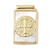 Brass Pave Natural White Shell Religion Rectangle Pendants KK-Q068-32C-G-1