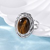 Oval Natural Tiger Eye Finger Rings RJEW-M063-01P-13-3