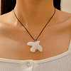 Porcelain White Peace Pigeon Pendant Waxed Cord Necklaces FS-WG0A779-01-2