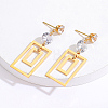 Stainless Steel Dangle Stud Earrings with Cubic Zirconia for Women US6839-4