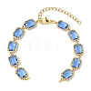 Brass Glass Rectangle Link Bracelet Making AJEW-JB01649-3