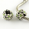 Antique Silver Plated Alloy Rhinestone Flower Large Hole European Beads MPDL-R041-04C-1