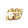 Eco-Friendly Rack Plating Brass Micro Pave Clear Cubic Zirconia Connector Charms KK-F853-26G-3