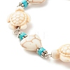Heart & Tortoise Synthetic Turquoise(Dyed) Beaded Bracelet BJEW-JB07302-01-4
