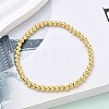 Brass Round Beaded Stretch Bracelets for Men Women BJEW-B148-05B-G-1