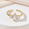 Brass Micro Pave Cubic Zirconia Cuff Open Rings for Women RJEW-L343-14G-04-2