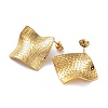 Ion Plating(IP) 304 Stainless Steel Textured Square Ear Studs for Women EJEW-P234-12G-2