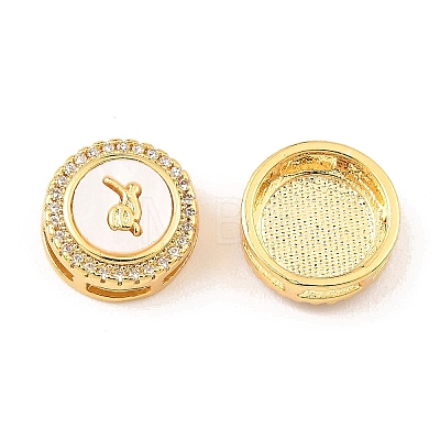 Brass Micro Pave Clear Cubic Zirconia Slide Charms KK-K342-09G-01-1