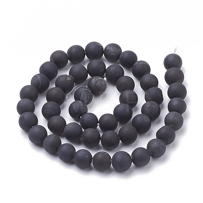 Electroplate Natural Druzy Geode Weathered Agate Beads Strands G-S284-6mm-01-1