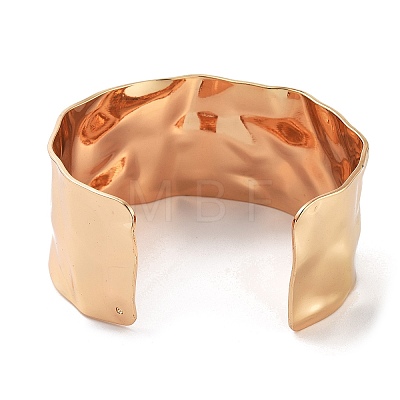 304 Stainless Steel Textured Wide Open Cuff Bangles for Women BJEW-Z067-01G-02-1