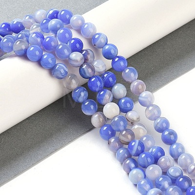 Natural Striped Agate/Banded Agate Beads Strands G-Z060-A01-A20-1