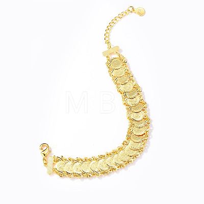 Brass Coin Link Chain Bracelet QR2720-1-1