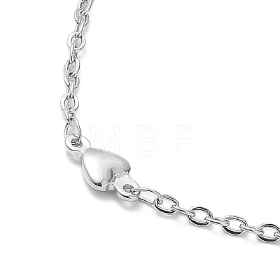 304 Stainless Steel Heart Link Chain Necklace NJEW-K249-09P-1