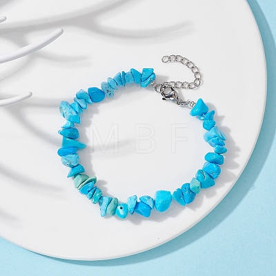 Synthetic Turquoise Chips Beaded Bracelet BJEW-JB09686-11-1