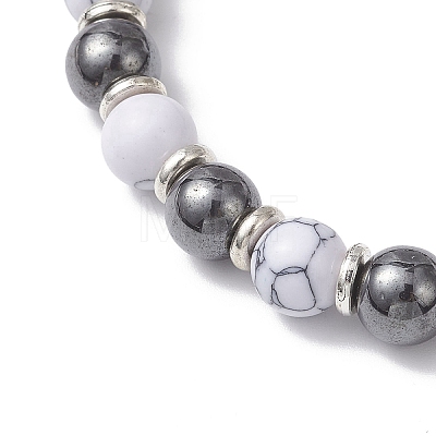 Non-Magnetic Synthetic Hematite & Howlite Beads Stretch Bracelets for Women BJEW-JB12830-1