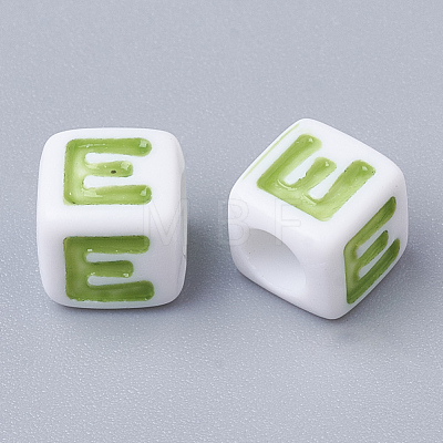 Large Hole Colorful Acrylic Letter European Beads X-SACR-Q104-02-1