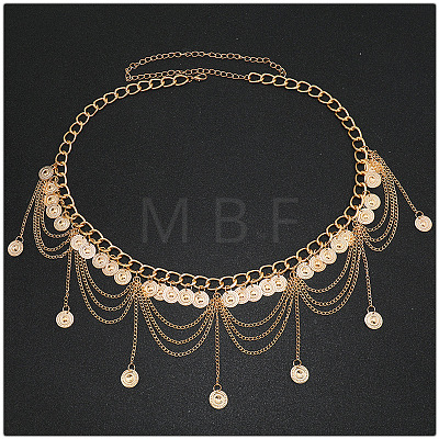 Ethnic Style Alloy Coin Tassel Waist Chains for Women FS-WGA1C87-01-1