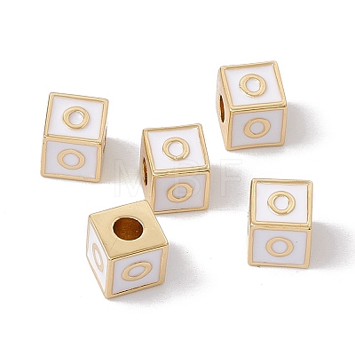 Rack Plating Brass Enamel Beads KK-B060-04G-04O-1