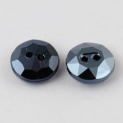2-Hole Taiwan Acrylic Rhinestone Flat Round Buttons BUTT-F015-11.5mm-18-1