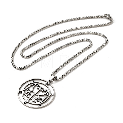 Flat Round with Demon Seal Pendant Necklaces NJEW-C044-03P-1