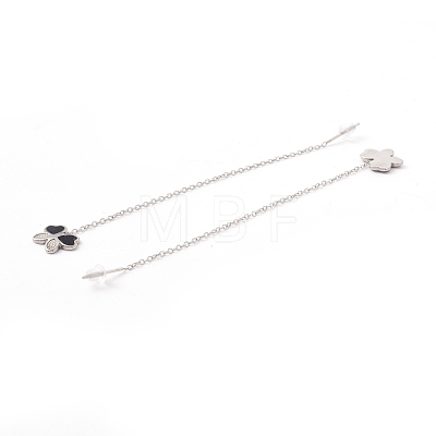 Long Chain with Enamel Butterfly Dangle Stud Earrings EJEW-A067-02P-1