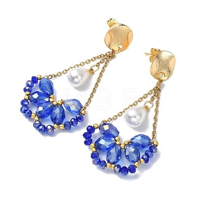 Electroplate Glass Dangle Earrings for Women EJEW-MZ00796-01-1
