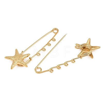 Starfish 304 Stainless Steel Safety Pins Brooch Findings SA-CBA098D-16B-G04-1