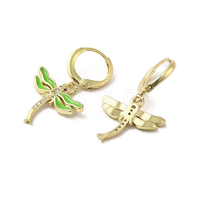 Dragonfly Real 18K Gold Plated Brass Dangle Leverback Earrings EJEW-L268-011G-03-1