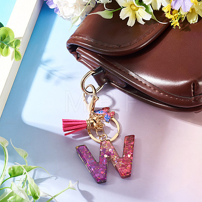 Alloy Resin Butterfly Keychains KEYC-TADJ0002-02G-W-1
