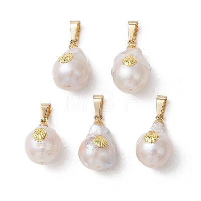 Natural Baroque Keshi Pearl Pendants PALLOY-JF05463-1
