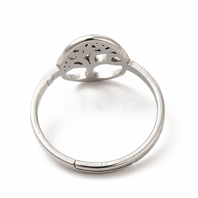 304 Stainless Steel Tree of Life Adjustable Ring for Women RJEW-B027-26P-1