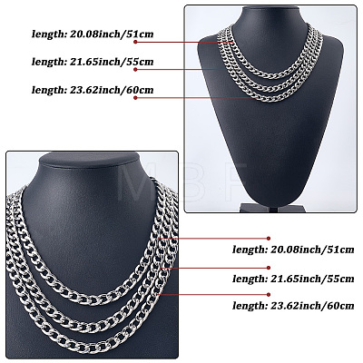 1Pc 304 Stainless Steel Cuban Link Chain Necklaces for Men Women NJEW-SP0001-23A-1
