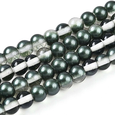 Baking Paint Transparent Glass Beads Strands DGLA-N011-6mm-07-1