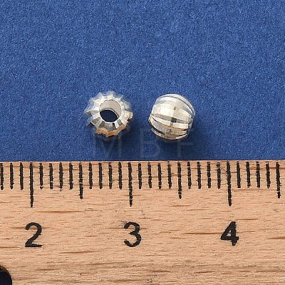 925 Sterling Silver Corrugated Round Spacer Beads STER-K178-01B-S-1