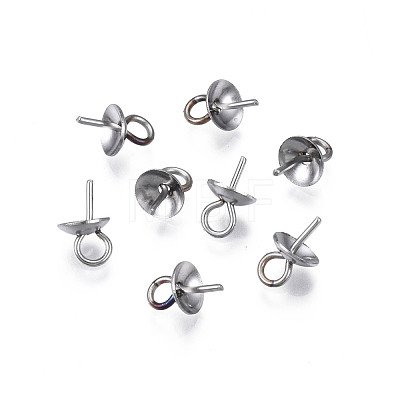 304 Stainless Steel Cup Peg Bails Pendants STAS-S057-58B-P-1