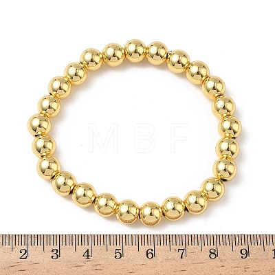 Brass Round Beaded Stretch Bracelets for Men Women BJEW-B148-05E-G-1