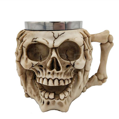 Halloween 304 Stainless Steel Skull Mug SKUL-PW0001-025B-01-1