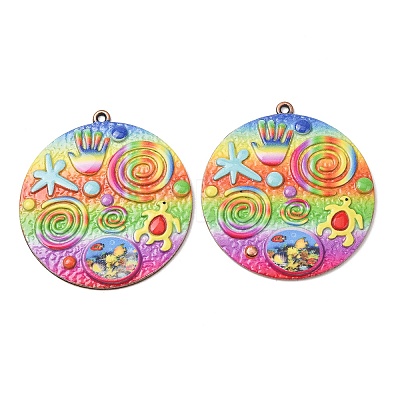 Rainbow Color Printed Iron Pendants RN-CBA3547-01B-1