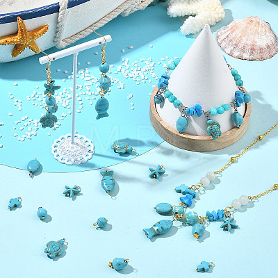64Pcs 8 Styles 2 Colors Synthetic Turquoise Pendants PALLOY-SW00130-1