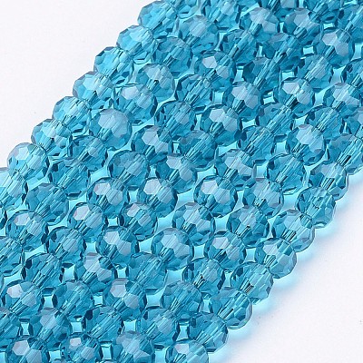 Faceted(32 Facets) Round Glass Beads Strands X-EGLA-J042-4mm-14-1