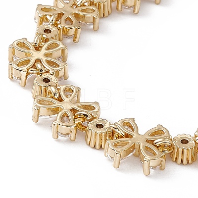 Clear Cubic Zirconia Flower Link Chain Bracelet BJEW-F437-01G-1