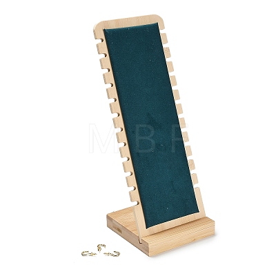 12-Slot Bamboo L-Shaped Necklace Organizer Display Stands with Velvet Mat NDIS-F005-01C-1