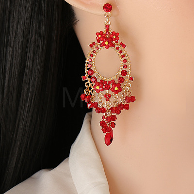 Oval Alloy Rhinestone Chandelier Earrings FS-WG8D144-01-1