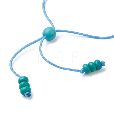 Turtle & Starfish Dyed Synthetic Turquoise Slider Bracelets BJEW-JB10279-01-1