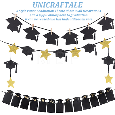 Unicraftale 3 Sets 3 Style Paper Graduation Theme Photo Wall Decorations DIY-UN0003-82-1