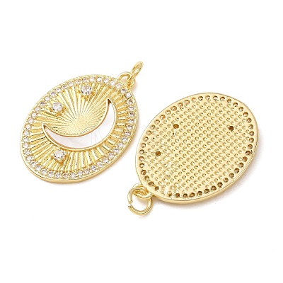 Brass Micro Pave Clear Cubic Zirconia Pendants KK-CBADE12-02A-G-1